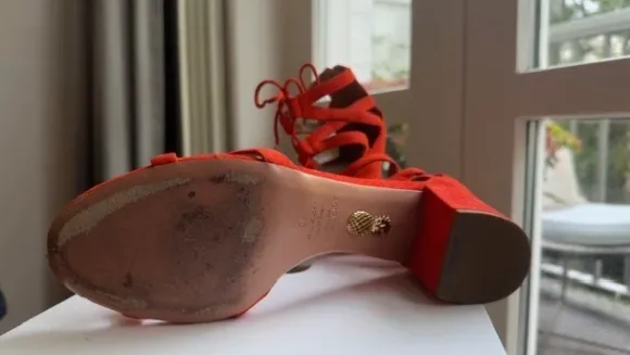 Tolle Aquazzura Sandale in rot/ orange in Gr 40, Absatzhöhe 6cm