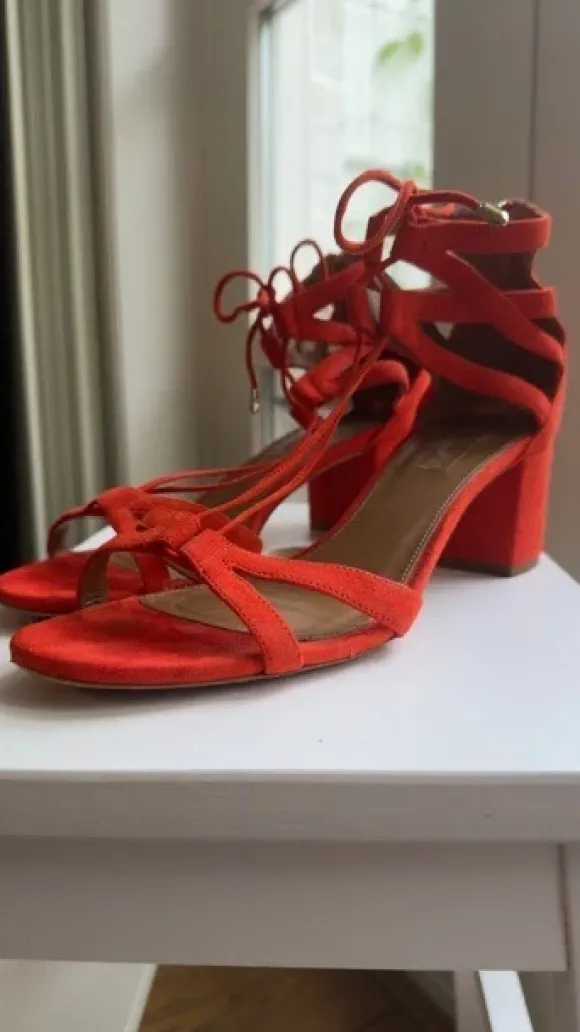 Tolle Aquazzura Sandale in rot/ orange in Gr 40, Absatzhöhe 6cm