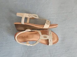 Tolle Keilsandalen Sandalen Lascana Gr.39 creme/glitzer