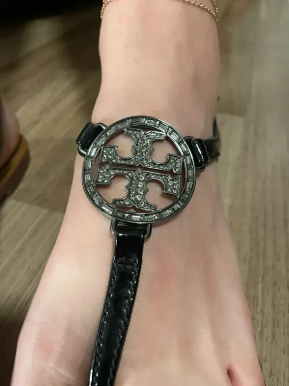 Tory Burch Black Patent Leather Miller Sandals Mint EU 37.5