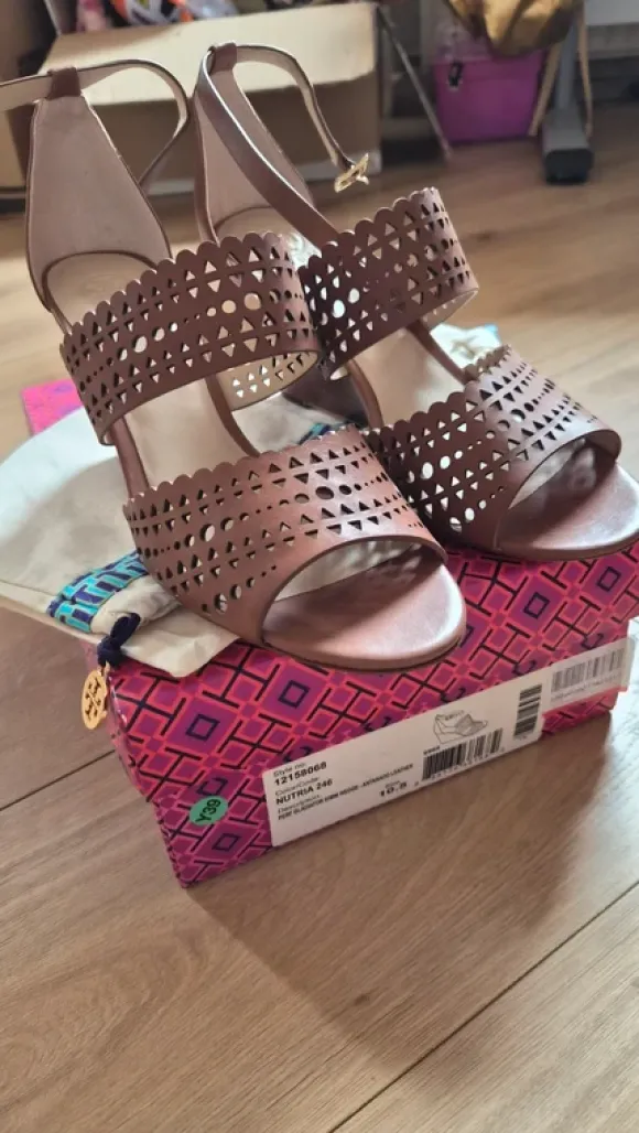 Tory Burch Nussbraun Wedges Lace Heels Gr. 41