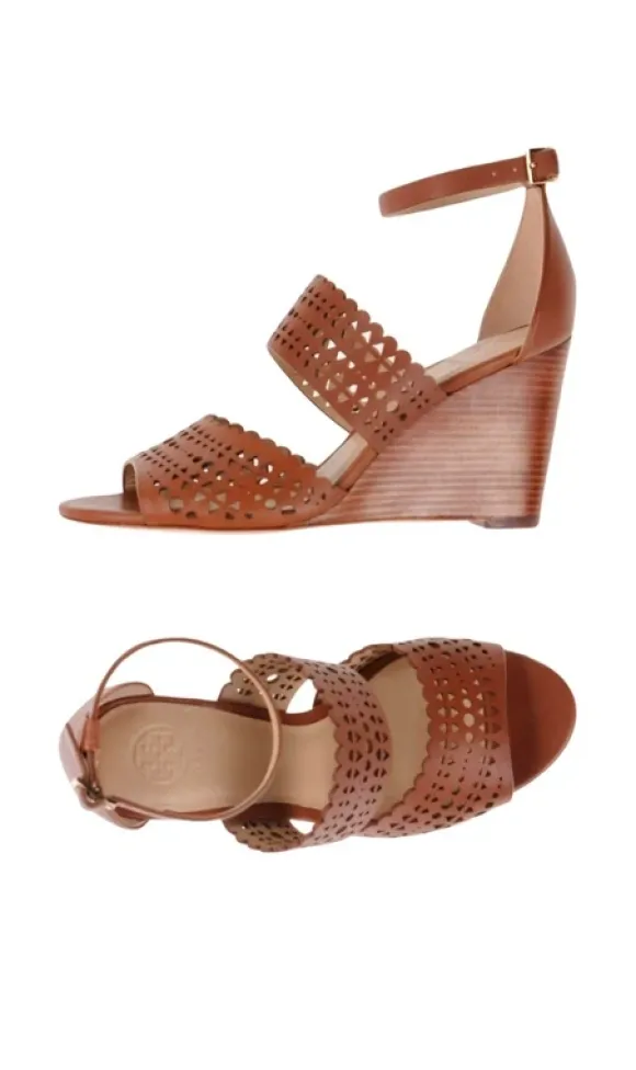 Tory Burch Nussbraun Wedges Lace Heels Gr. 41