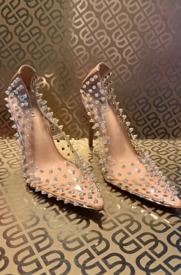 Transparente Pumps / Schuhe mit Steinen