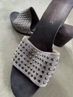Trendige clogs softclox – Grau, Holzsohle, Eyecatcher Gr. 38