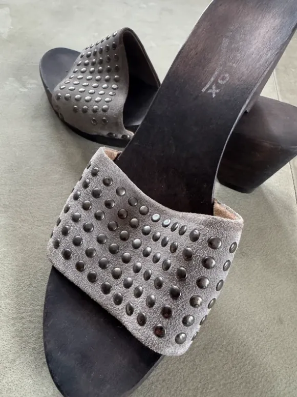 Trendige clogs softclox – Grau, Holzsohle, Eyecatcher Gr. 38