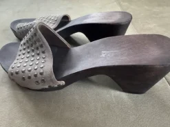 Trendige clogs softclox – Grau, Holzsohle, Eyecatcher Gr. 38
