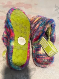 Ugg Boots Fluffy Sandalen Latschen Faux Bunt 38 Wie Neu