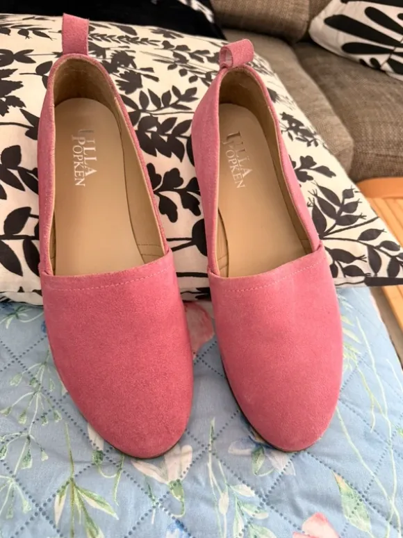 Ulla Popken Echtleder Slipper Rosa / Fuchsia Gr. 44 Weite H – noch nie getragen