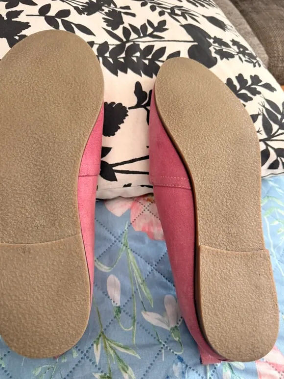 Ulla Popken Echtleder Slipper Rosa / Fuchsia Gr. 44 Weite H – noch nie getragen