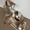 Ultraleichte Wedges Riemchensandale in Silber / Weiß 38,5