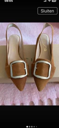 Unisa sling back cognac kleur