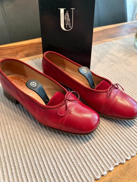 Unützer Damen, Gr. 38,5, rotes Glattleder, sehr gut erhalten