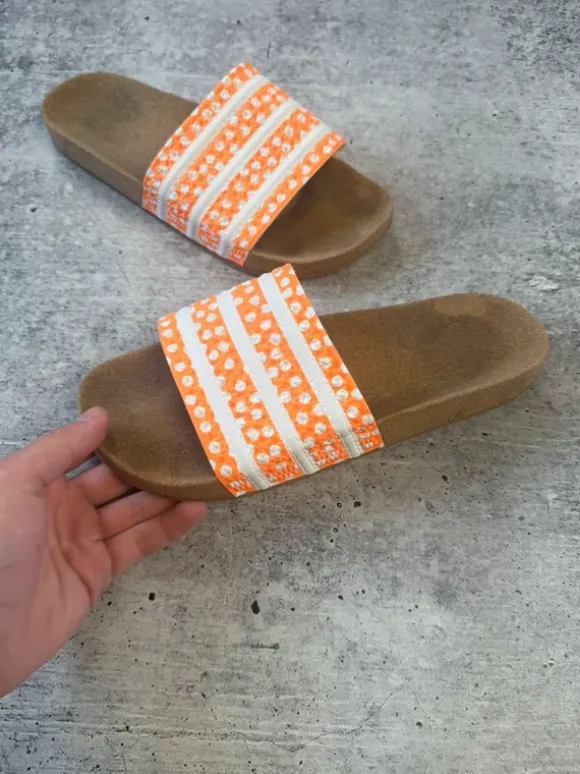 Vintage Adidas Adilette Slides Made in Yugoslavia Navy White Rare 90s