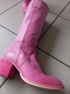 Vintage bottes cuir rose.37