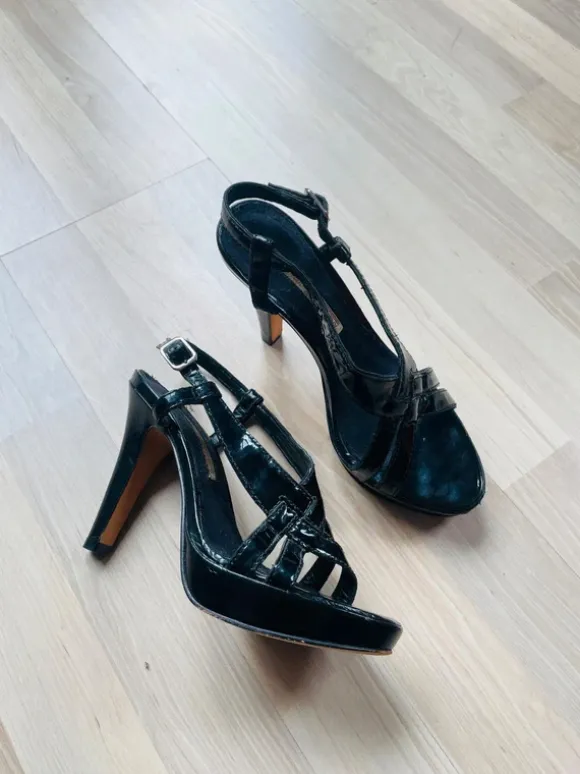 Vintage Buffalo London Leder Lacksandaletten 38 Damensandalen Sommer