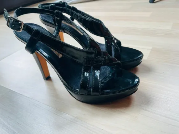 Vintage Buffalo London Leder Lacksandaletten 38 Damensandalen Sommer