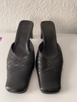 Vintage Leder-Mules / Pantoletten – 90er Jahre – Gr. 37 – hochwertiges