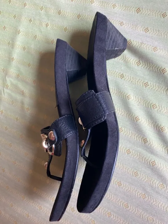 Zehentrenner Pantoletten Gr. 41 Leder mit Gummisohle