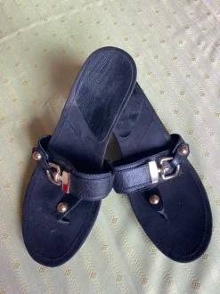 Zehentrenner Pantoletten Gr. 41 Leder mit Gummisohle