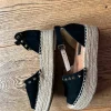 Zwarte Sandalen ,espradilles ,met goudkleurige steentjes
