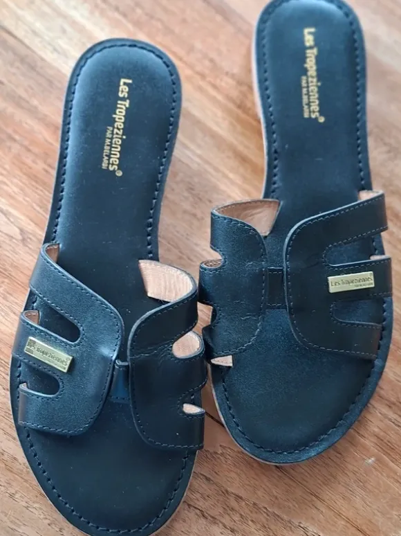 Zwarte slippers Les Tropeziennes